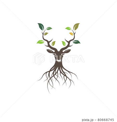 Deer head tree with leaf  concept design icon vector illustration  ilustration icon vector design 80668745