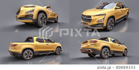 3D illustration of concept cargo pickup truck. 3d rendering. 3D illustration of concept cargo pickup truck. 3d rendering. 80669333