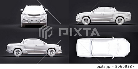 3D illustration of concept cargo pickup truck. 3d rendering. 80669337