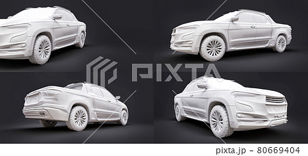 3D illustration of concept cargo pickup truck. 3d rendering. 3D illustration of concept cargo pickup truck. 3d rendering. 80669404