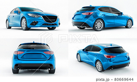 3d illustration. Blue City car for your creative design. 3D rendering. 80669644