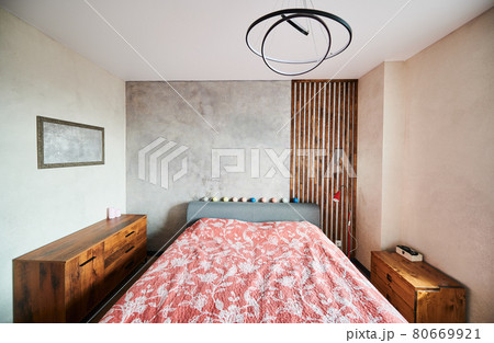 Bedroom with beautiful modern interior. Bedroom with beautiful modern interior. 80669921