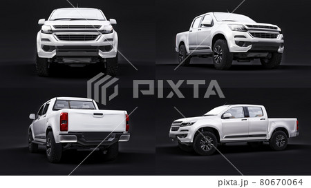 Set pickup car on a black background. 3d rendering. 80670064