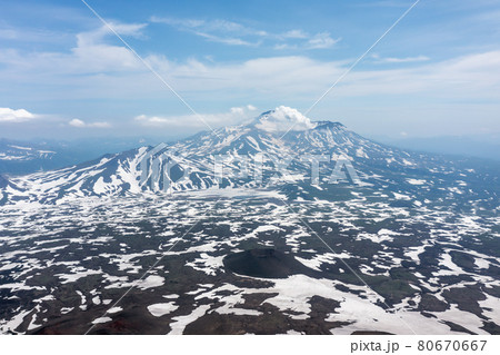 Landscape of Mutnovsky Volcano in summer. Kamchatka, Russia Landscape of Mutnovsky Volcano in summer. Kamchatka, Russia 80670667