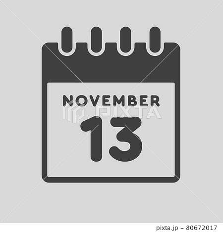 Icon day date 13 November, template calendar page 80672017