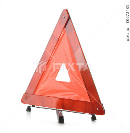 Red reflective traffic warning triangle Red reflective traffic warning triangle 80672439