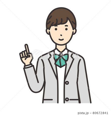 学生　女の子　ポーズ　指をさす 80672841