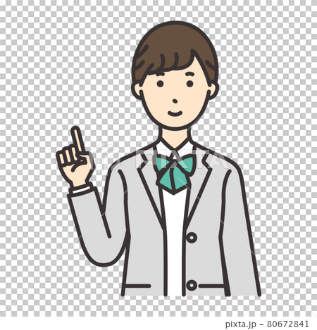 学生　女の子　ポーズ　指をさす 80672841