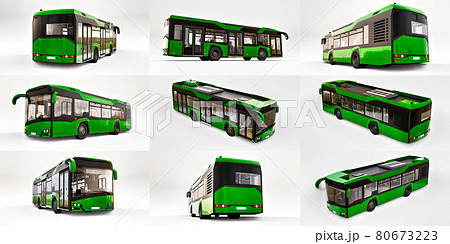 3d illustration. Mediun urban bus on a white isolated background. 3d rendering. 80673223