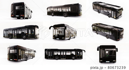 3d illustration. Mediun urban bus on a white isolated background. 3d rendering. 3d illustration. Mediun urban bus on a white isolated background. 3d rendering. 80673239