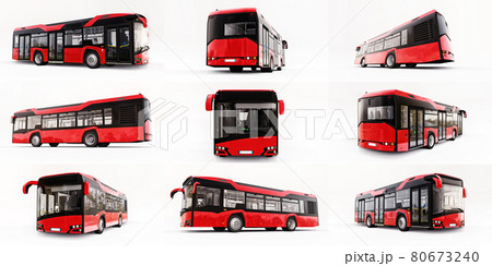 3d illustration. Mediun urban bus on a white isolated background. 3d rendering. 80673240
