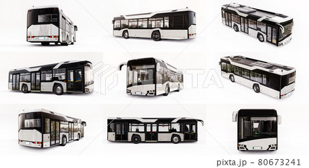 3d illustration. Mediun urban bus on a white isolated background. 3d rendering. 80673241