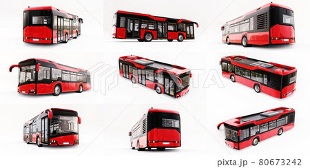 3d illustration. Mediun urban bus on a white isolated background. 3d rendering. 80673242