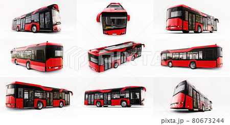 3d illustration. Mediun urban bus on a white isolated background. 3d rendering. 80673244