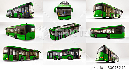 3d illustration. Mediun urban bus on a white isolated background. 3d rendering. 80673245