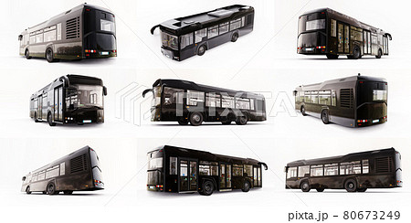 3d illustration. Mediun urban bus on a white isolated background. 3d rendering. 3d illustration. Mediun urban bus on a white isolated background. 3d rendering. 80673249