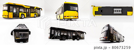 3d illustration. Mediun urban bus on a white isolated background. 3d rendering. 3d illustration. Mediun urban bus on a white isolated background. 3d rendering. 80673259