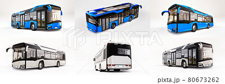 3d illustration. Mediun urban bus on a white isolated background. 3d rendering. 3d illustration. Mediun urban bus on a white isolated background. 3d rendering. 80673262