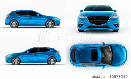 3d illustration. Blue City car for your creative design. 3D rendering. 80673559