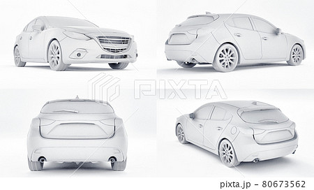 3d illustration. White city car with blank surface for your creative design. 3D rendering. 80673562