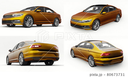 3d illustration. Brandless generic orange car in a white studio environment. 80673731