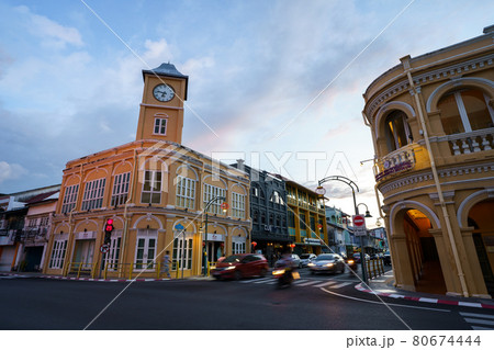 Phuket old town with Building Sino Portuguese architecture at Phuket Old Town area Phuket, Thailand. Phuket old town with Building Sino Portuguese architecture at Phuket Old Town area Phuket, Thailand. 80674444