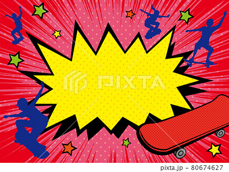 アメコミ風 スケボーイラストデザインのイラスト素材