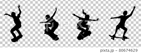 スケボー シルエットイラストのイラスト素材