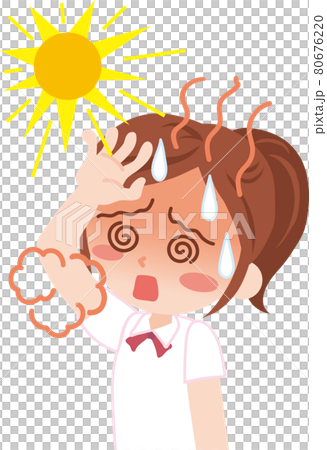 Female student with heat stroke 80676220