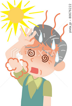 熱中症の高齢男性 80676222
