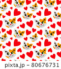 Pattern with a cute cat. Tricolor cat 80676731