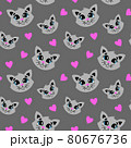 Pattern with a cute cat. Tricolor cat 80676736