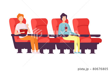 Man Sitting in Cinema or Movie Theater Viewing Film for Entertainment Vector Illustration Man Sitting in Cinema or Movie Theater Viewing Film for Entertainment Vector Illustration 80676805