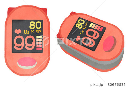 ピンク色の小型パルスオキシメーターイラスト ピンク色の小型パルスオキシメーターイラスト 80676835