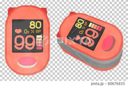 ピンク色の小型パルスオキシメーターイラスト ピンク色の小型パルスオキシメーターイラスト 80676835