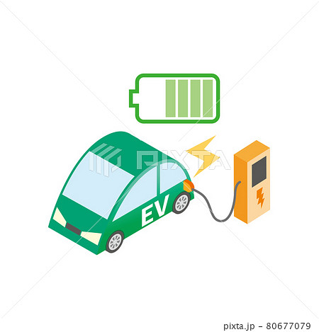 電気自動車と充電スタンド 80677079