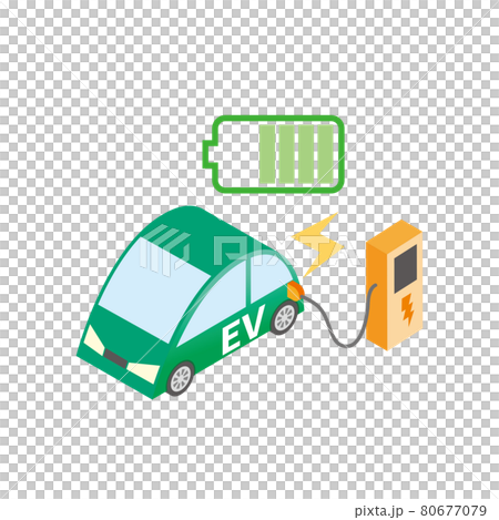 電気自動車と充電スタンド 80677079