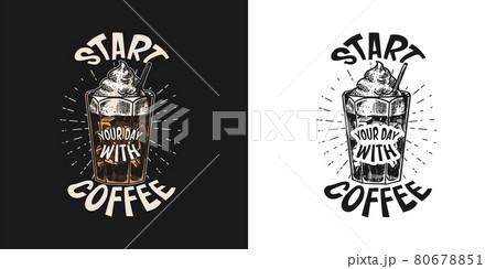 Coffee shop logo and emblem. Cup of drink. Latte or cappuccino or espresso. Vintage retro badge 80678851