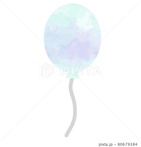 イラスト素材 水彩風 水色の風船のイラスト素材