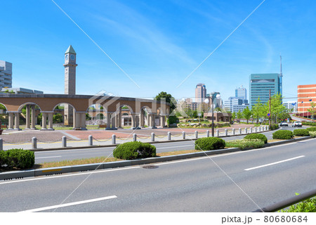 福岡市中央区地行浜地行中央公園付近の景色　九州医療センター、MARK IS 福岡ももち横付近 80680684