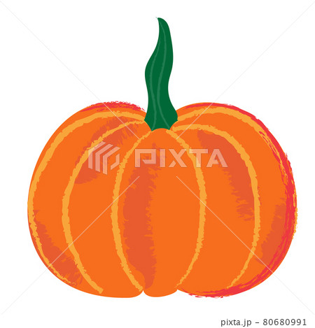 Orange pumpkin icon in cartoon hand drawn style. Vector illustration Orange pumpkin icon in cartoon hand drawn style. Vector illustration 80680991