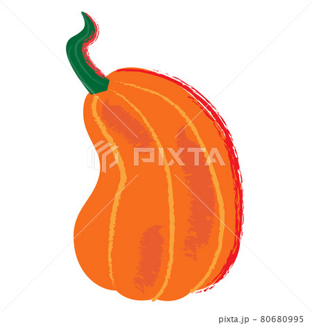 Orange pumpkin icon in cartoon hand drawn style. Vector illustration Orange pumpkin icon in cartoon hand drawn style. Vector illustration 80680995