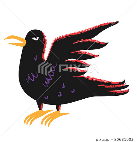 Black raven. The raven of the witch. Halloween bird 80681002