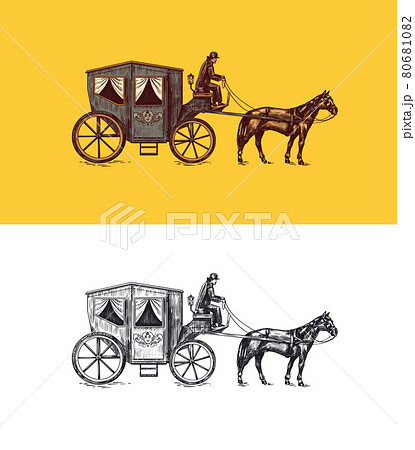 Horse carriage. Coachman on an old victorian... - Stock Illustration  [80681082] - PIXTA