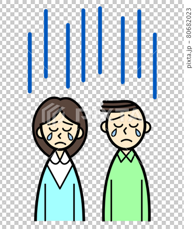 泣き顔の若い男女のイラスト素材