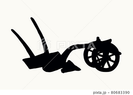 Ancient plow. Vector drawing object 80683390