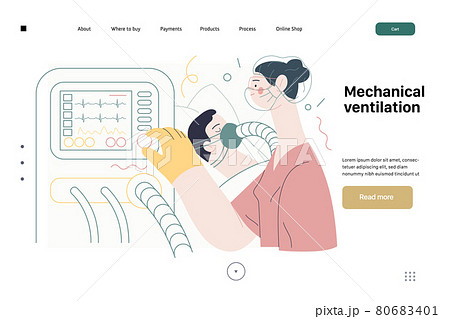 Mechanical ventilation - medical insurance illustration. Modern flat vector 80683401
