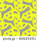 Seamless pattern with gray cats on a 80683491