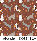 Seamless pattern with cat breeds. Brown bg 80684310