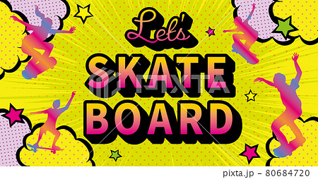 アメコミ風 スケボーイラストデザインのイラスト素材